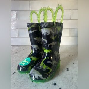 Size 5 Baby Rain Boots Dinosaur Print Light Up Boots